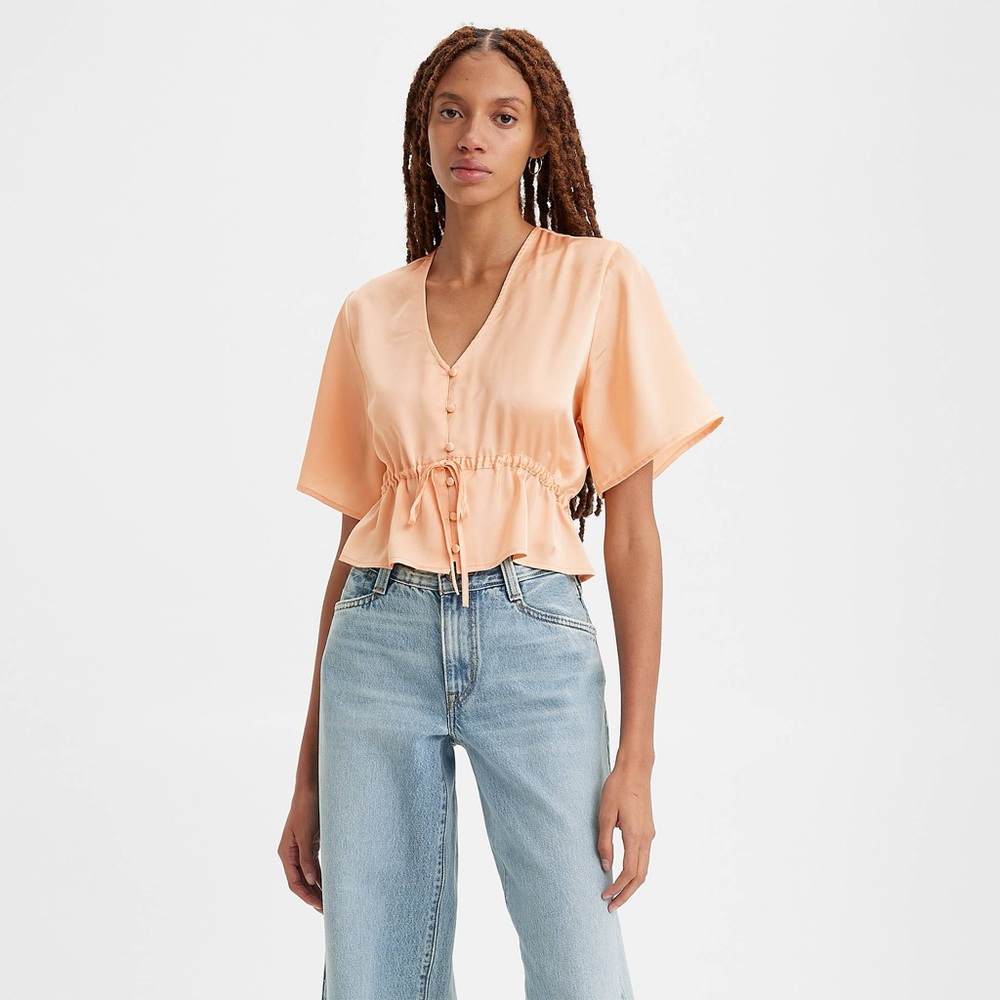 Levis Lindy Short Sleeve Blouse Yellow Size Small
